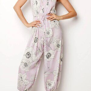 Victoria's Secret Purple Floral Satin Jumpsuit